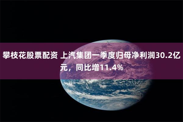 攀枝花股票配资 上汽集团一季度归母净利润30.2亿元，同比增11.4%