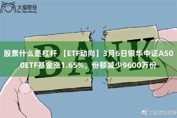 股票什么是杠杆 【ETF动向】3月6日银华中证A500ETF基金涨1.65%，份额减少9600万份