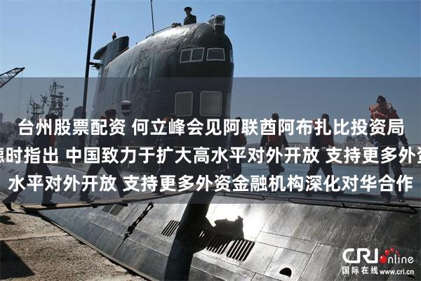 台州股票配资 何立峰会见阿联酋阿布扎比投资局管理委员会主席马吉德时指出 中国致力于扩大高水平对外开放 支持更多外资金融机构深化对华合作