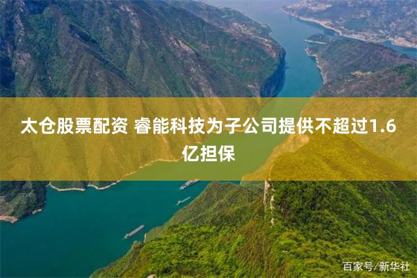 太仓股票配资 睿能科技为子公司提供不超过1.6亿担保