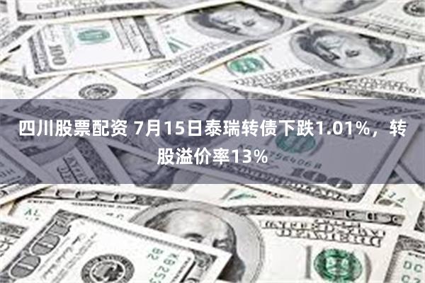 四川股票配资 7月15日泰瑞转债下跌1.01%，转股溢价率13%