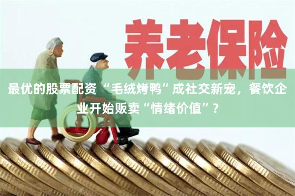 最优的股票配资 “毛绒烤鸭”成社交新宠，餐饮企业开始贩卖“情绪价值”？