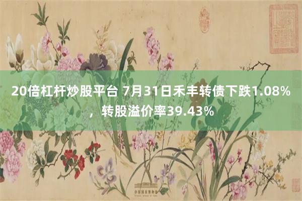 20倍杠杆炒股平台 7月31日禾丰转债下跌1.08%，转股溢价率39.43%